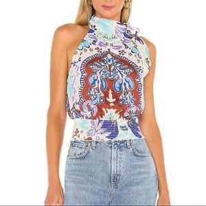 Free people kelsey paisley printed halter top